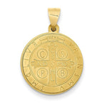 Lataa kuva Galleria-katseluun, 14k Yellow Gold Saint Benedict Round Medal Hollow Pendant Charm

