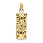 Load image into Gallery viewer, 14k Yellow Gold Rhodium Taxi Cab Moveable Wheels 3D Pendant Charm
