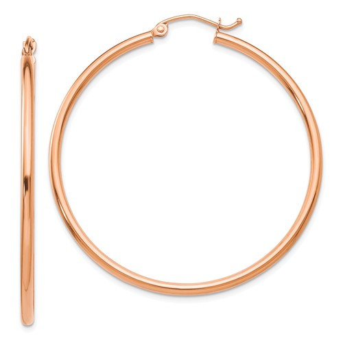 14K Rose Gold 45mm x 2mm Classic Round Hoop Earrings