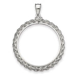 Load image into Gallery viewer, Sterling Silver Rope Design Coin Holder Bezel Pendant Charm Screw Top Holds 38.2mm x 2.8mm Coins
