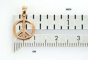 14k Rose Gold Peace Sign Symbol Small 3D Pendant Charm
