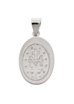 Kép betöltése a galériamegjelenítőbe: 14k White Gold Blessed Virgin Mary Miraculous Medal Oval Hollow Pendant Charm
