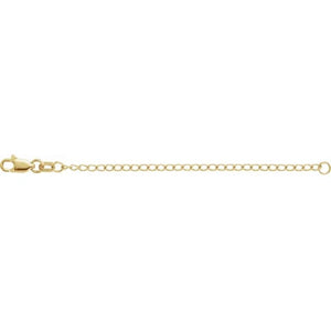 18k 14k 10k Yellow Rose White Gold or Sterling Silver 1.6mm Cable Chain Extender 3 inches