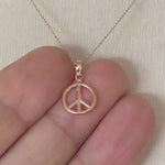 Load and play video in Gallery viewer, 14k Rose Gold Peace Sign Symbol Small 3D Pendant Charm
