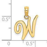 Cargar imagen en el visor de la galería, 14K Yellow Gold Script Initial Letter W Cursive Alphabet Pendant Charm

