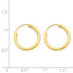 Indlæs billede til gallerivisning 14K Yellow Gold 13mm x 2mm Round Endless Hoop Earrings

