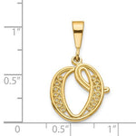 Load image into Gallery viewer, 14K Yellow Gold Initial Letter O Cursive Script Alphabet Filigree Pendant Charm
