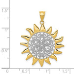 Load image into Gallery viewer, 14k Gold and Rhodium Sun Filigree Pendant Charm
