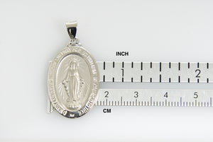 14k White Gold Blessed Virgin Mary Miraculous Medal Pendant Charm