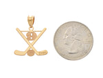 Ladda upp bild till gallerivisning, 14k Yellow White Gold Sterling Silver Ice Hockey Personalized Engraved Pendant
