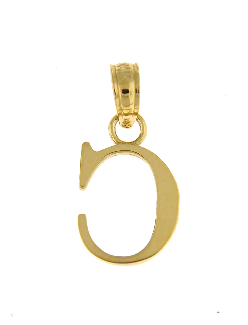 14K Yellow Gold Uppercase Initial Letter C Block Alphabet Pendant Charm