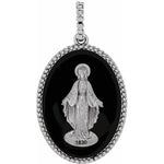 Charger l&#39;image dans la galerie, 14k Yellow Rose White Gold Enamel Blessed Virgin Mary Miraculous Medal Oval Pendant Charm
