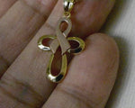 Load and play video in Gallery viewer, 14k Gold Two Tone Cross Awareness Ribbon Pendant Charm
