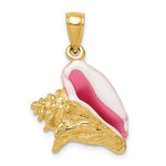Load image into Gallery viewer, 14k Yellow Gold with Enamel Conch Shell 3D Pendant Charm
