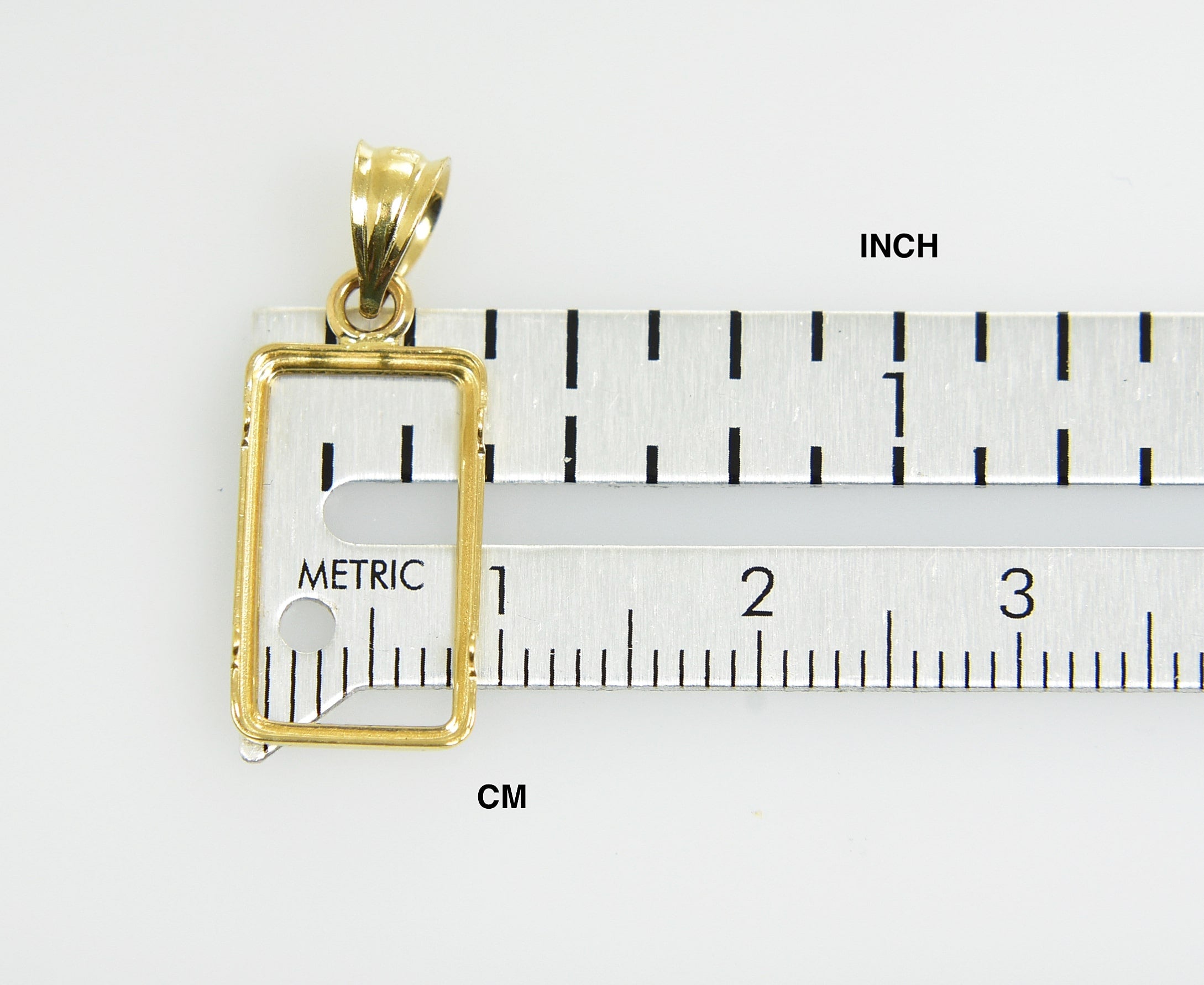 14K Yellow Gold Holds 15mm x 8.5mm x 0.65mm Coins Credit Suisse 1 gram Tab Back Frame Mounting Holder Pendant Charm