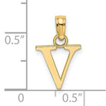 Afbeelding in Gallery-weergave laden, 14K Yellow Gold Uppercase Initial Letter V Block Alphabet Pendant Charm
