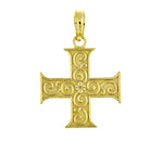 Cargar imagen en el visor de la galería, 14k Yellow Gold Greek Cross Scroll Design Pendant Charm
