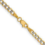 画像をギャラリービューアに読み込む, 14K Yellow Gold with Rhodium 3.4mm Pavé Curb Bracelet Anklet Choker Necklace Pendant Chain Lobster Clasp
