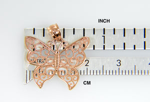 14k Rose Gold Butterfly Pendant Charm