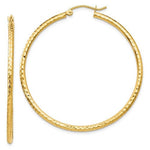 Φόρτωση εικόνας στο εργαλείο προβολής Συλλογής, 14K Yellow Gold Diamond Cut Round Hoop Textured Earrings 45mm x 2mm
