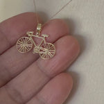 Load and play video in Gallery viewer, 14k Yellow Gold Bicycle Pendant Charm
