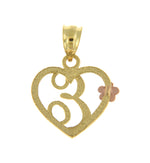 Afbeelding in Gallery-weergave laden, 14k Yellow Rose Gold Letter E Initial Alphabet Heart Pendant Charm
