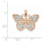 Load image into Gallery viewer, 14k Rose Gold Rhodium Butterfly Open Back Pendant Charm
