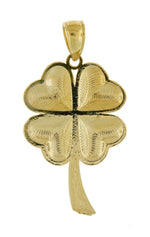 Kép betöltése a galériamegjelenítőbe: 14k Yellow Gold Good Luck Four Leaf Clover Pendant Charm
