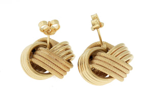 14k Yellow Gold 15mm Classic Love Knot Stud Post Earrings