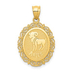 Indlæs billede til gallerivisning 14k Yellow Gold Aries Zodiac Horoscope Oval Pendant Charm - [cklinternational]
