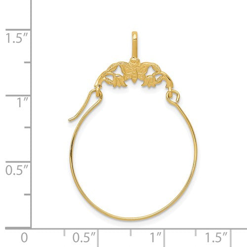 14K Yellow Gold Butterfly Charm Holder Hanger Connector Pendant