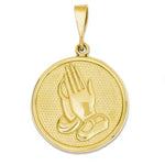 將圖片載入圖庫檢視器 14k Yellow Gold Praying Hands Serenity Prayer Pendant Charm
