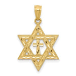 Lataa kuva Galleria-katseluun, 14k Yellow Gold Star of David with Cross Pendant Charm
