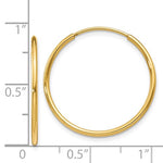 Carica l&#39;immagine nel visualizzatore di Gallery, 14K Yellow Gold 22mm x 1.25mm Round Endless Hoop Earrings
