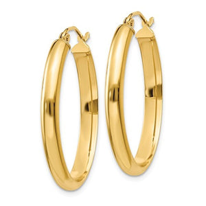 14k Yellow Gold Classic Modern Oval Hoop Earrings