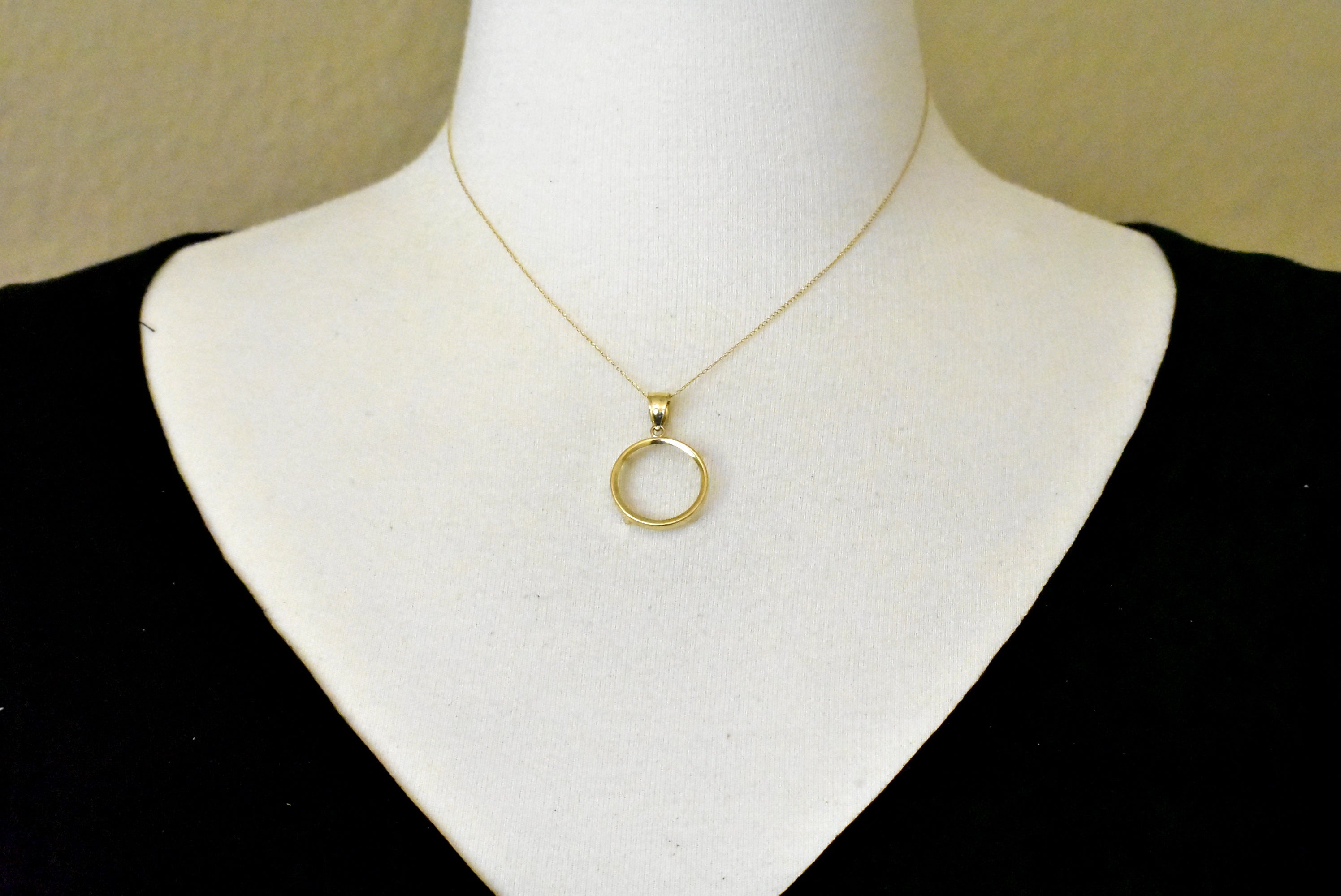 14K Yellow Gold Holds 20mm x 1.7mm Coins or Canadian 1/4 oz Ounce Maple Leaf Coin Holder Tab Back Frame Pendant