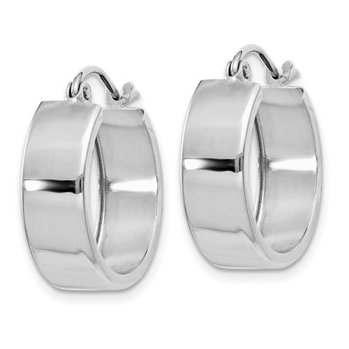 14K White Gold 17mm x 5.5mm Classic Round Hoop Earrings