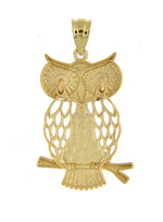 Indlæs billede til gallerivisning 14k Yellow Gold and Rhodium Owl Pendant Charm
