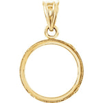 Charger l&#39;image dans la galerie, 14K Yellow Gold United States 1.00 or Mexican 2 Peso Coin Tab Back Frame Pendant Holder for 13mm x 1mm Coins
