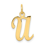 Lataa kuva Galleria-katseluun, 14K Yellow Gold Initial Letter U Cursive Script Alphabet Pendant Charm
