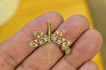 Lataa kuva Galleria-katseluun, 14k Yellow Gold and Rhodium Dragonfly Pendant Charm
