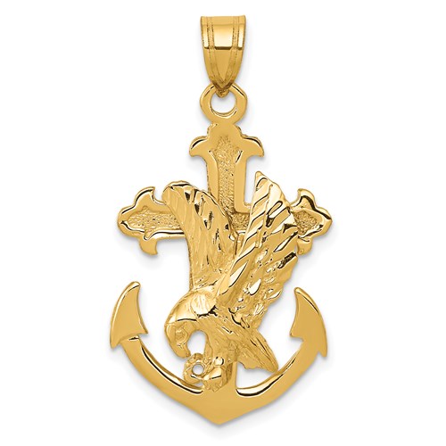 14k Yellow Gold Mariners Cross Eagle Anchor Pendant Charm - [cklinternational]