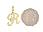Afbeelding in Gallery-weergave laden, 10K Yellow Gold Script Initial Letter R Cursive Alphabet Pendant Charm
