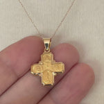 Load and play video in Gallery viewer, 14k Yellow Gold Cross Cruciform Four Way Medal Pendant Charm
