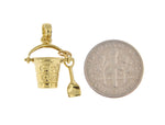 Load image into Gallery viewer, 14k Yellow Gold Cape Cod Beach Bucket Pail Shovel 3D Pendant Charm
