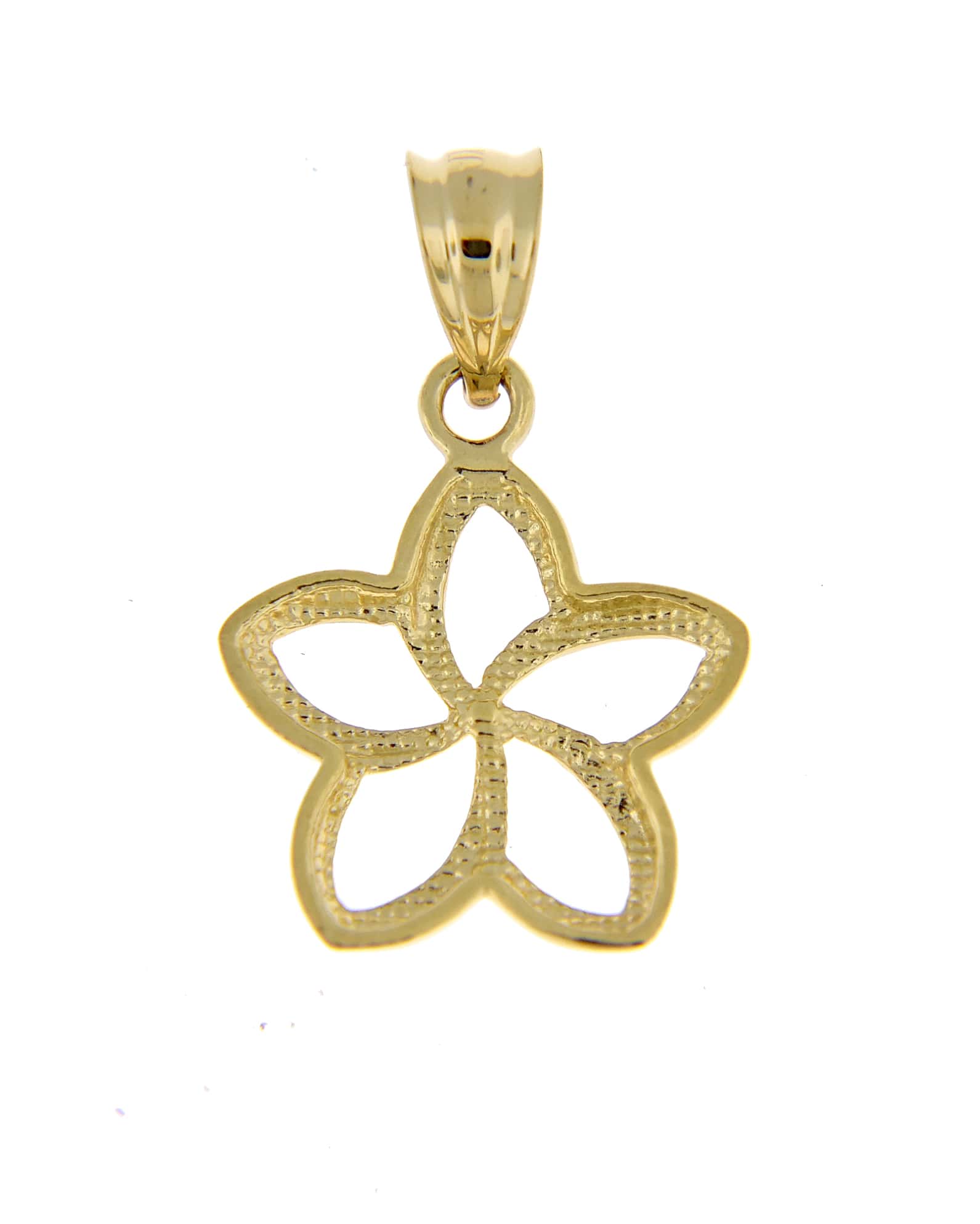 14k Yellow Gold Plumeria Small Cut Out Pendant Charm