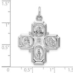 Lade das Bild in den Galerie-Viewer, Sterling Silver Rhodium Plated Cruciform Cross Four Way Medal Pendant Charm
