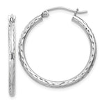Lataa kuva Galleria-katseluun, Sterling Silver Diamond Cut Classic Round Hoop Earrings 25mm x 2mm
