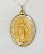 Load image into Gallery viewer, 14k Yellow Gold Blessed Virgin Mary Miraculous Medal Oval Large Pendant Charm
