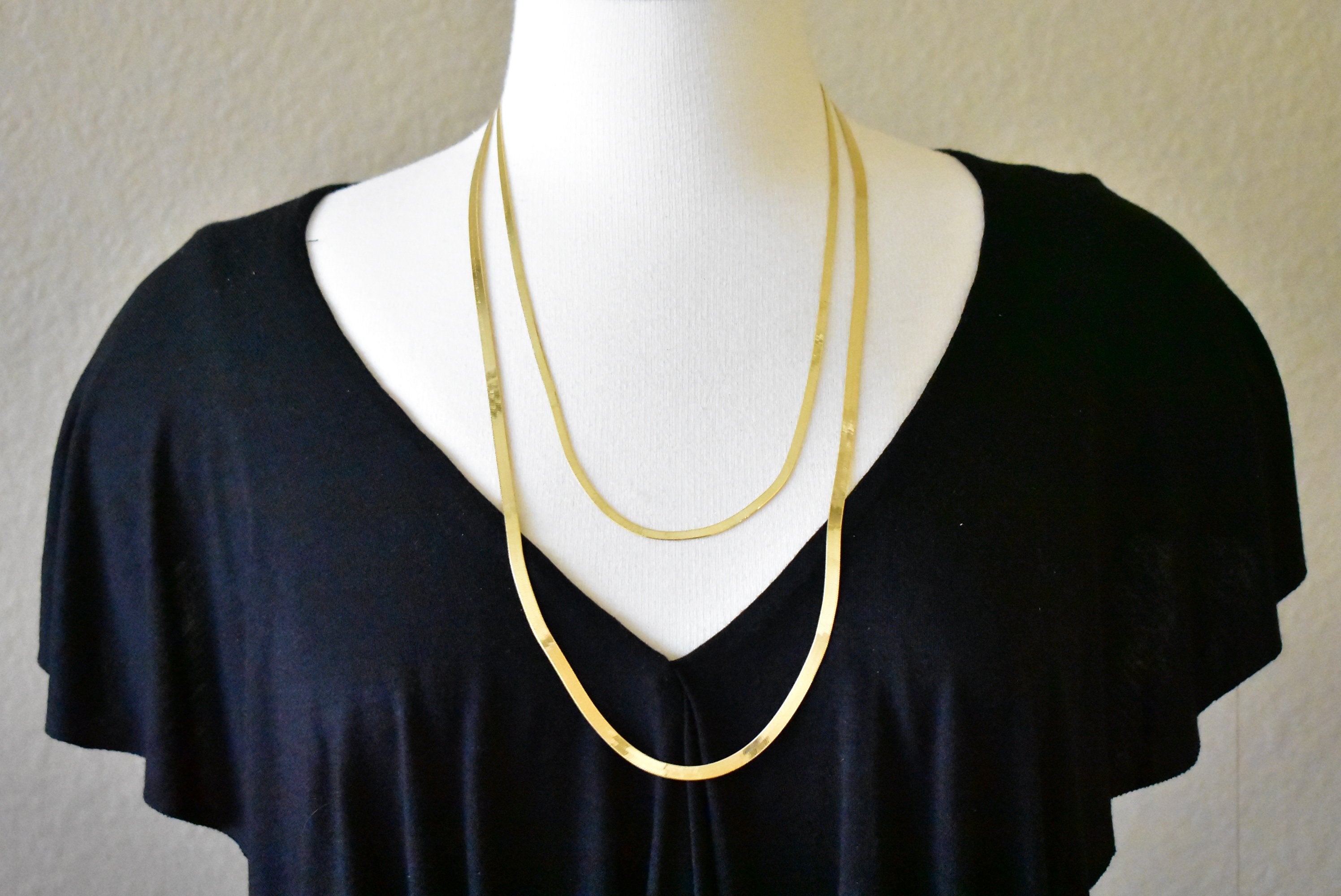 14K Yellow Gold Silky Herringbone Bracelet Anklet Choker Necklace Pendant Chain 3mm